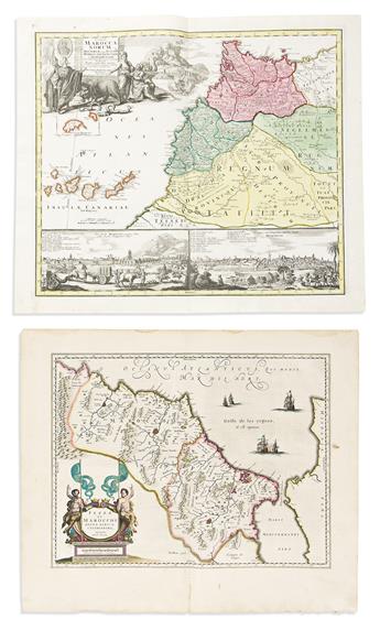 (MOROCCO.) Group of fourteen 16th-19th century engraved maps of the Straits of Gibraltar and northwest Africa.